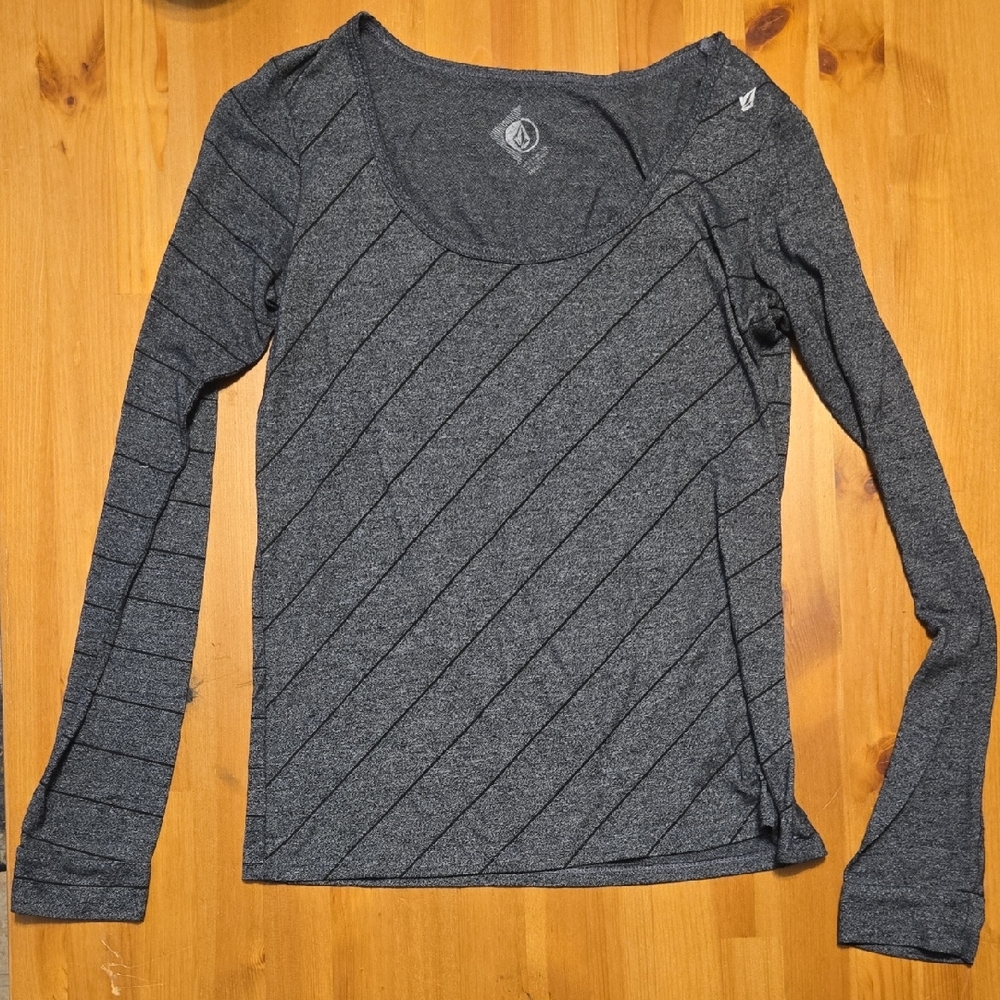 Volcom Gray Fitted Ribbed Blouse